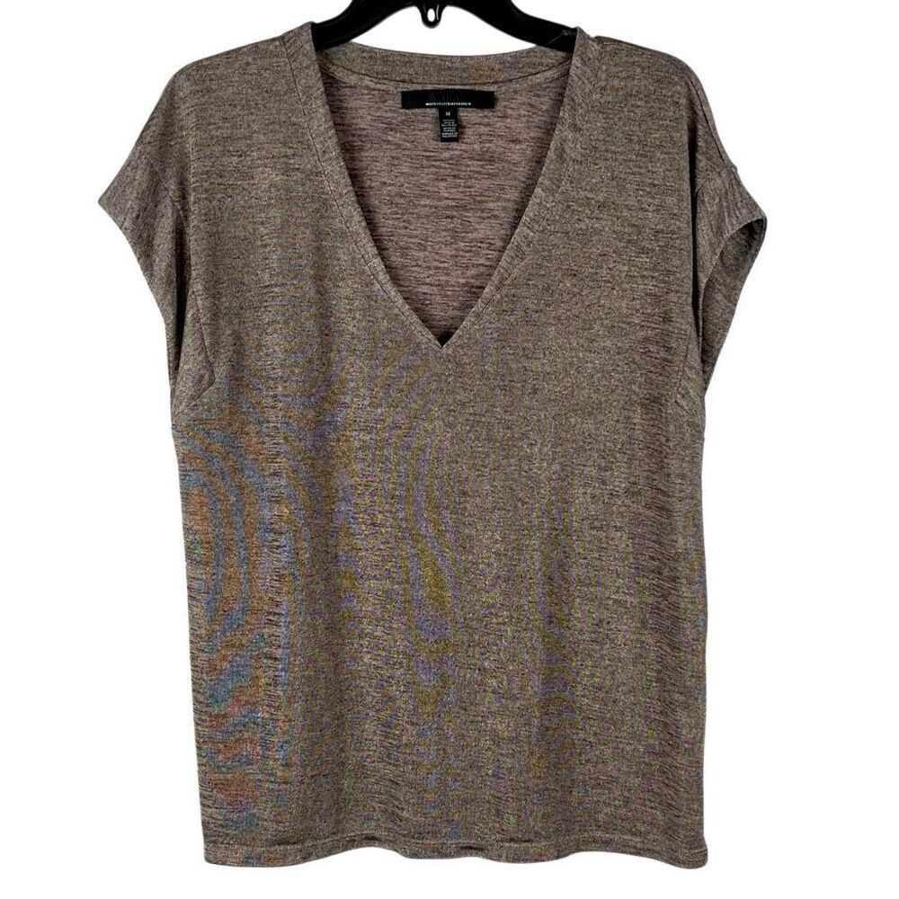 White House Black Market Power Tee Shiny Metallic Pink Blouse Medium